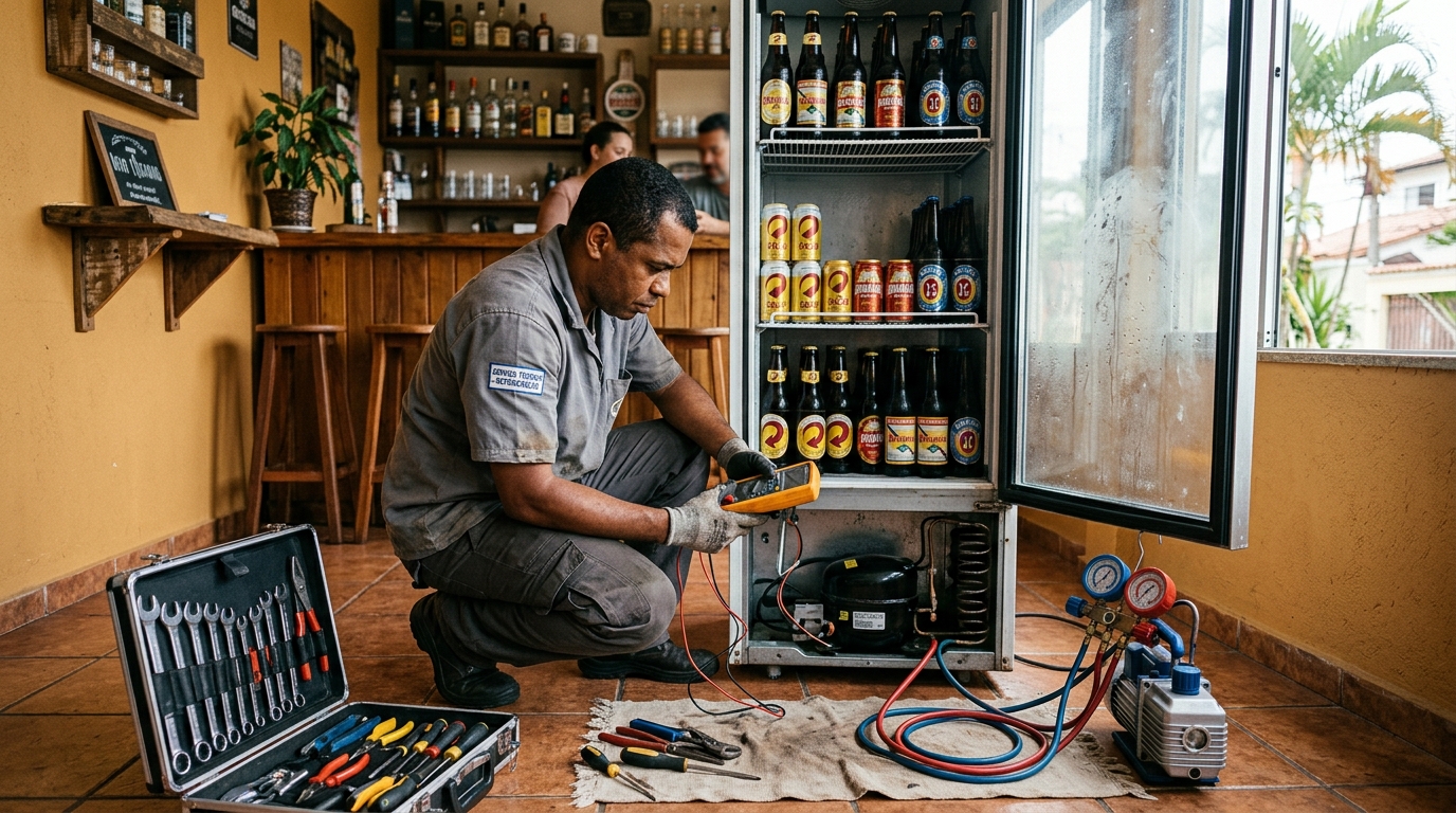 Substituição do termostato de uma cervejeira em Passo Fundo‑RS